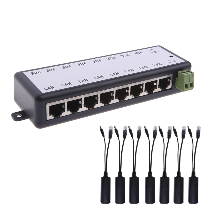 8 Port Poe Injector Voor Cctv Surveillance Ip Camera Power Over Ethernet Adapter