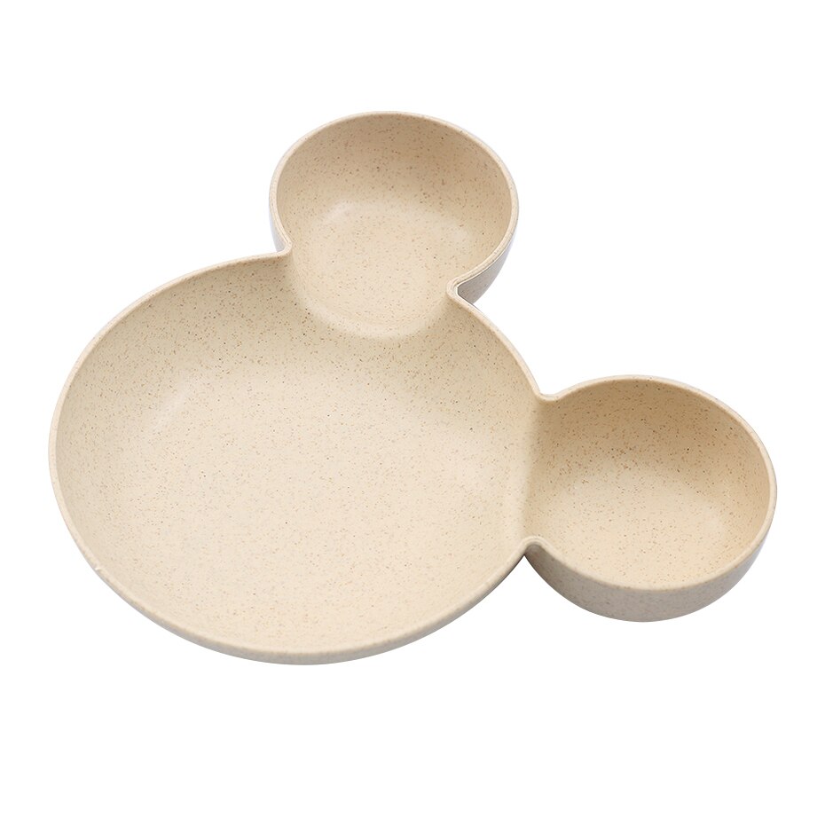 Baby Servies Cartoon Kids Verdeeld Kom Food Grade Eco Tarwe Stro Kinderen Plaat Babyvoeding Servies Eten Gerechten: beige bowl