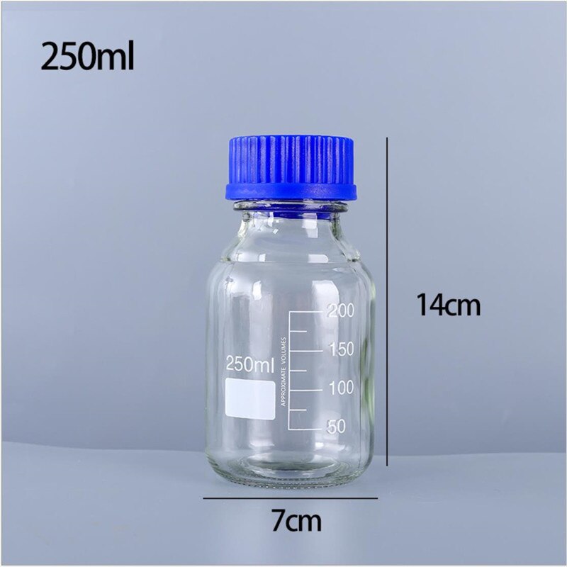 1Piece/lot Chemistry use Reagent bottle Laboratory Sample Bottle Sealed Bottle with blue screw cap Glass 100ml to 1000ml