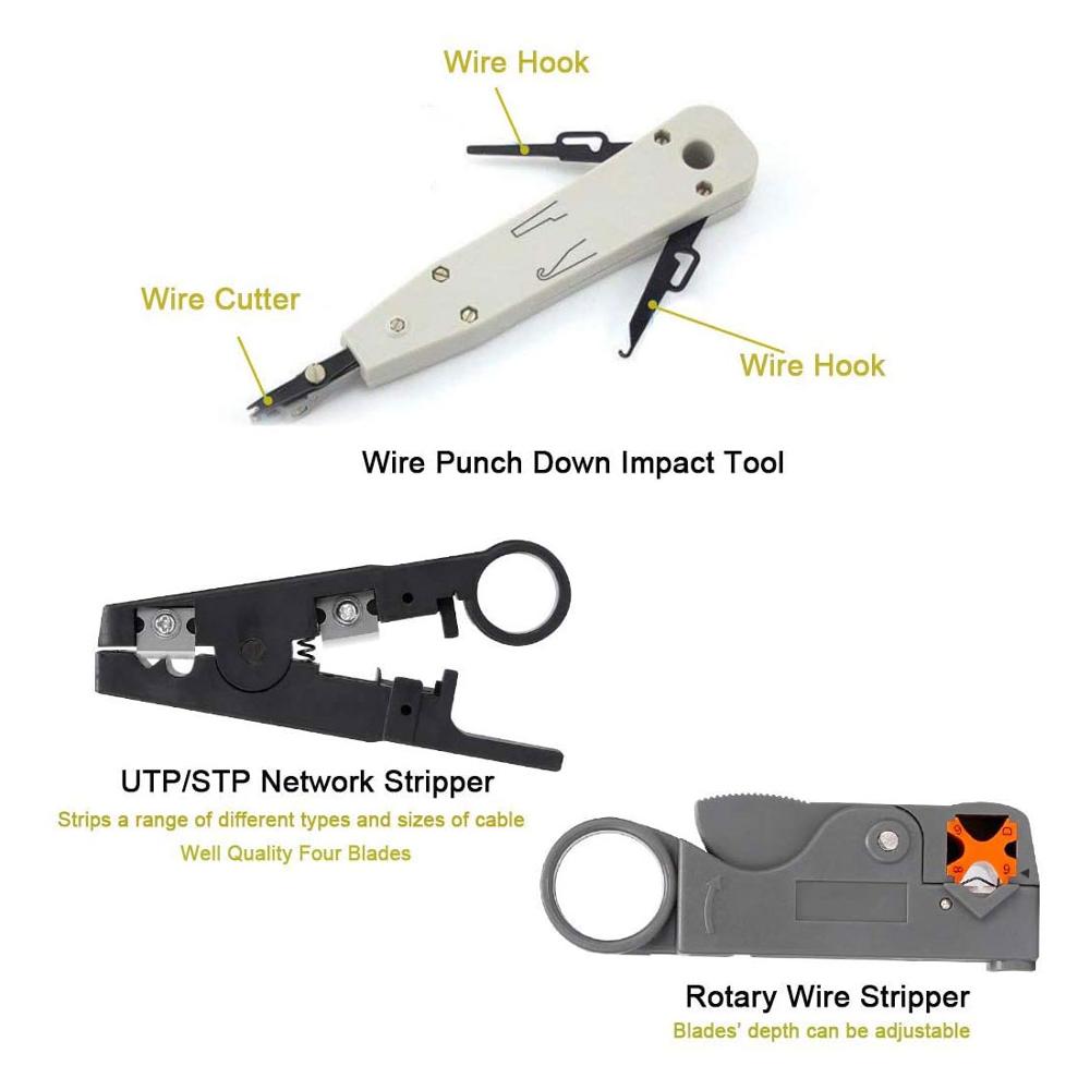 ZoeRax – Kit d'outils de sertissage Rj45 pour CAT5/CAT6, entretien des ordinateurs, testeur de câbles LAN, Kit d'outils de réparation de réseau