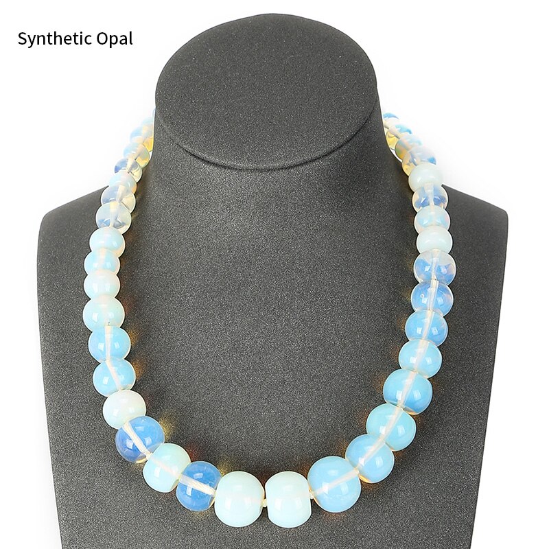 JD 19 Farben Natürliche Stein Perle Absolvierte Choker Halskette Rosa Kristall Opal Onyx Rad Abacus Form Perle Für Frauen Party schmuck: Opal