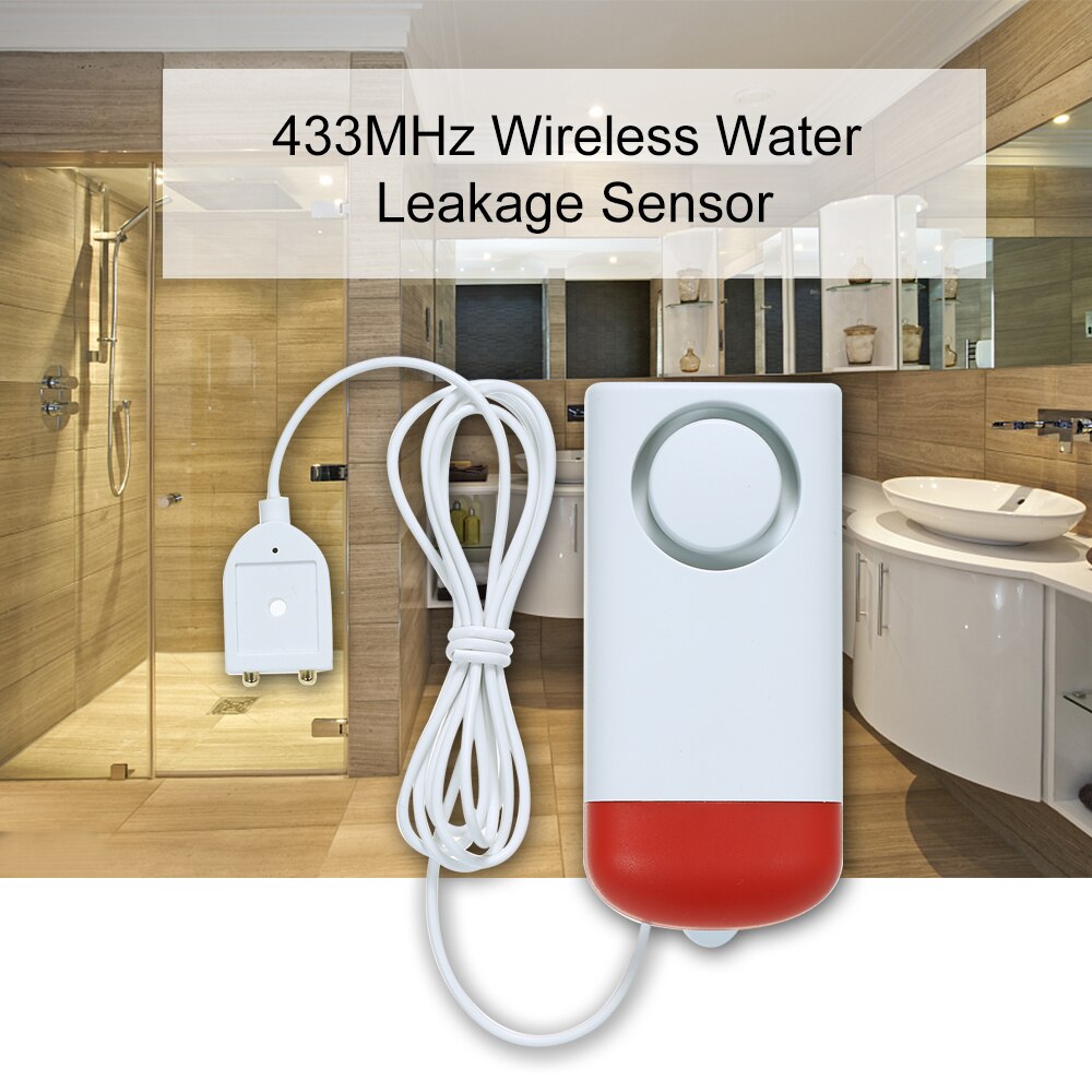 433MHz Wireless Water Leakage Sensor Standalone Water Leaks Intrusion Detector Support Local Alarm Alert Water Level Overflow