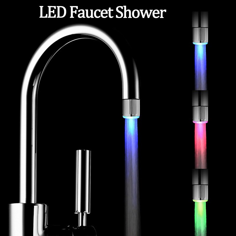 Verlichte led kraan douchekop waterkraanfilter kleurrijk veranderend gloeiend mondstuk 7 kleuren temperatuursensor kraan