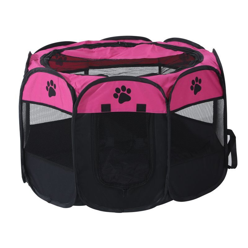 Bærbart sammenklappeligt kæletelt hundehus ottekantet bur til kat telt kravlegård hvalpe kennel nem betjening hegn udendørs store hunde hus: 1-7 / 73 x 73 x 43cm