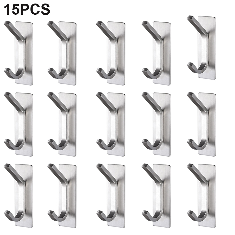 VILOYI Stainless Steel Towel Hooks Bathroom Self Adhesive Double Wall Coat Rack Hooks No Trace Behind The Door Robe Hanger: Navy Blue