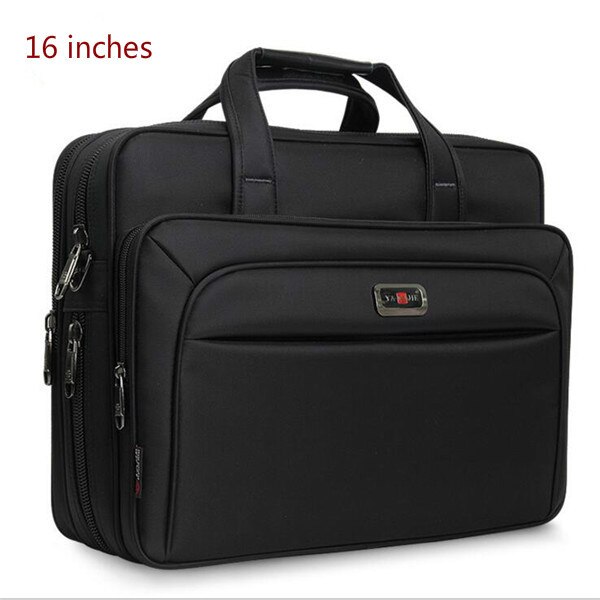 Business Mannen Aktetas Hoge Capaciteit Mannen Enkele Schoudertassen 14 "15" 16 "Laptop Tas vrouwen Werken Bestanden Office Pakket: 16 inches Black