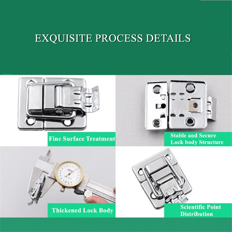 Stainless Steel Chrome Latch Toolbox Buckle Instrument Box Lock File Box Buckle Cosmetic Case Aluminum Tool Box Buckle