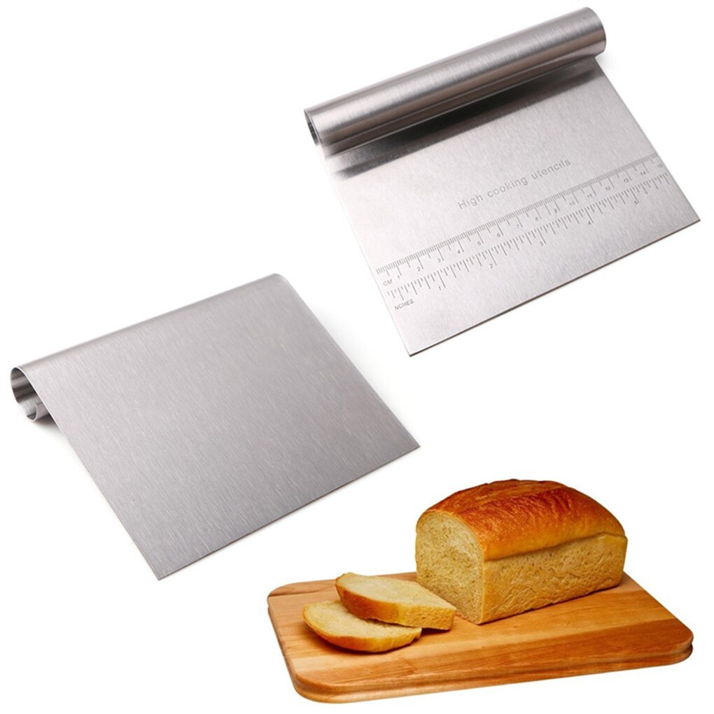 Stainless Steel Home Kitchen Baking Pizza Dough Scraper Cutter Kitchen Flour Pastry Smoother Tools With Scale