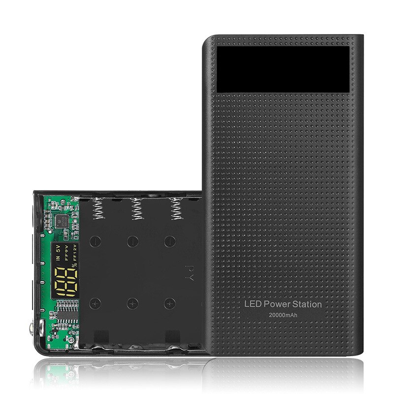 QC3.0 7X18650 Usb Type C Power Bank Batterij Lader Case Diy Box Shell 5V Power Houder Lcd 7*18650 Voor Mobiele Snel Opladen: Black No Battery