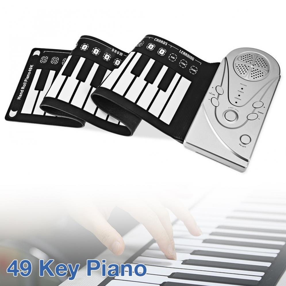 Electronic Organ 49 Keys Electronic Portable Silicone Flexible Hand Roll Up Piano Built-in Speaker Children Keyboard Organ
