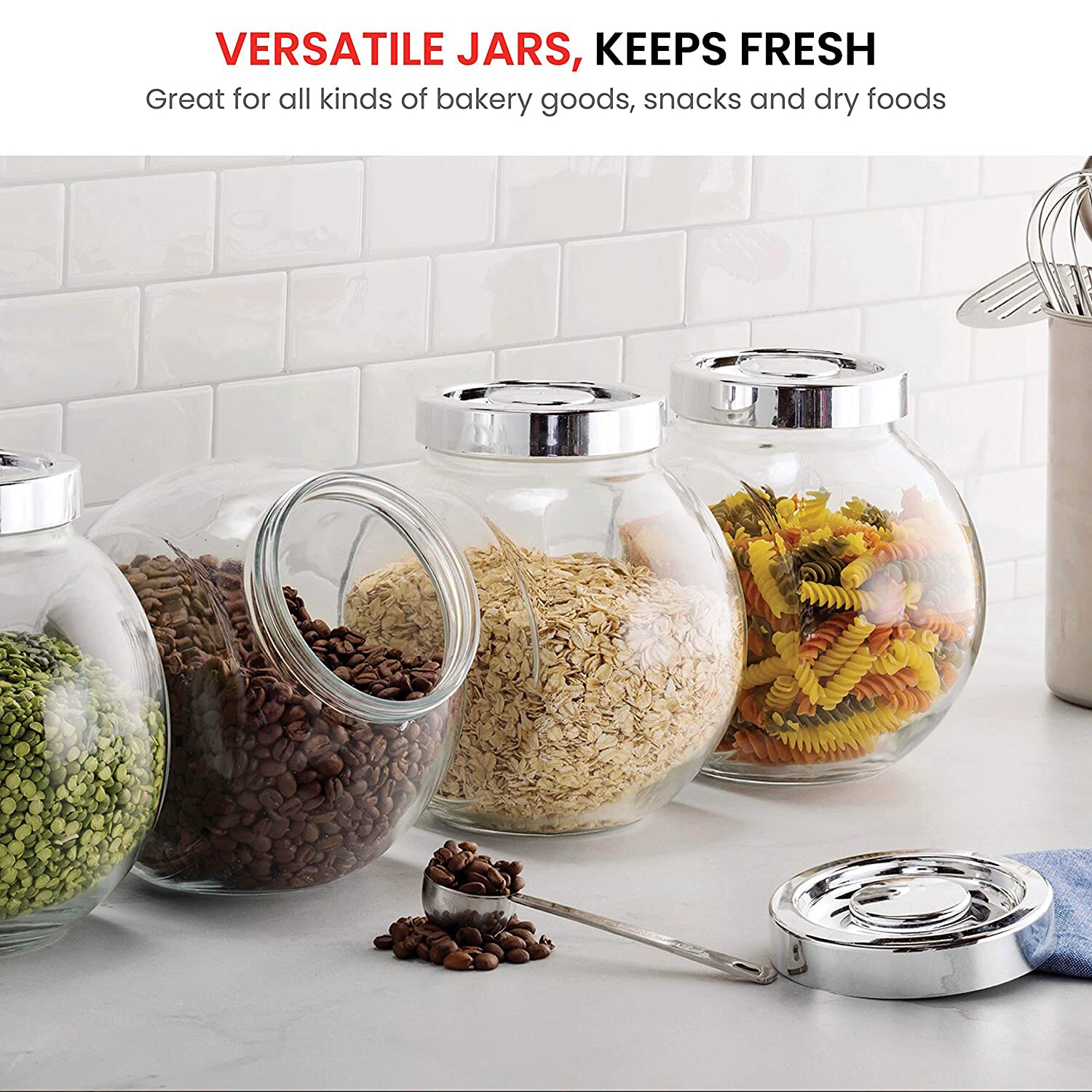 Glas Snoep Koekjestrommel Met Plastic Luchtdichte Afdichting Deksel Voedsel Opslag Jar Voor Snacks Droog Voedsel Jelly Beans Bus Apotheker potten
