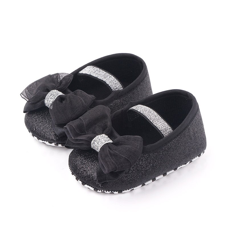 Herfst Meisje Anti-Slip Toevallige Wandelschoenen Strik Prinses Schoenen Zachte Zolen Eerste Wandelaars: Black / 12