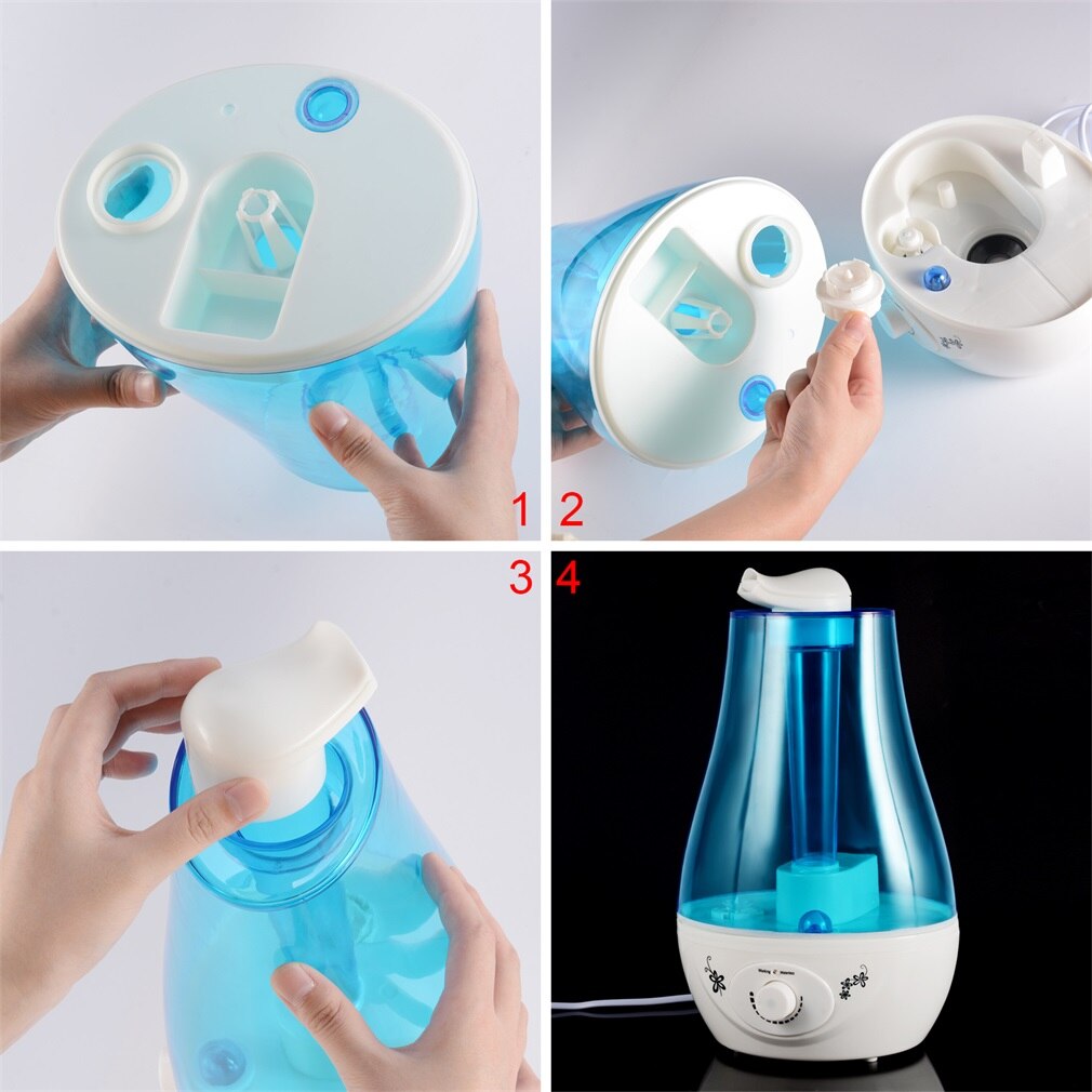 Durable Ultrasonic Cool Mist Humidifier Whisper Quiet with LED Nightlight 3 Liter Capacity with Whole House Humidifier KLS-025