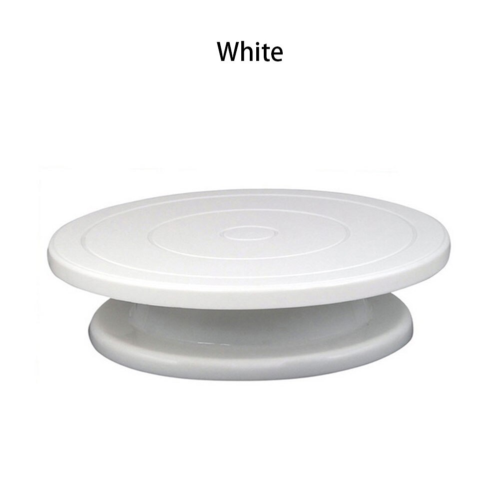DIY Pan Baking Tool Plastic Cake Plate Turntable Rotating Anti-skid Round Cake Stand Cake Decorating Rotary Table Kitchen: White