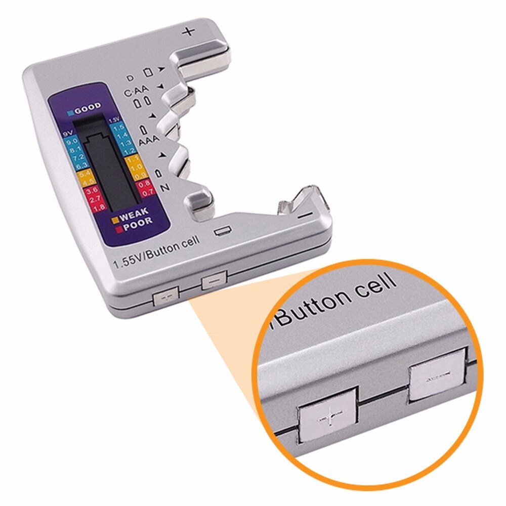 Universal Battery Analyzer Mini Multi Tester Checker C / D / N / AA / AAA 9V 1.5V Batt Digital LCD Bar Graph Display