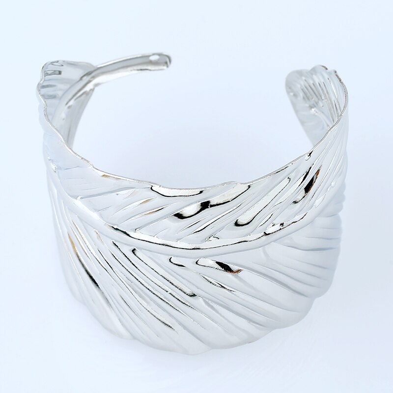 Goud zilver Kleur Armband Manchet Armbanden Voor Vrouwen Grote Armband Punk boom blad Open Armband Mode-sieraden