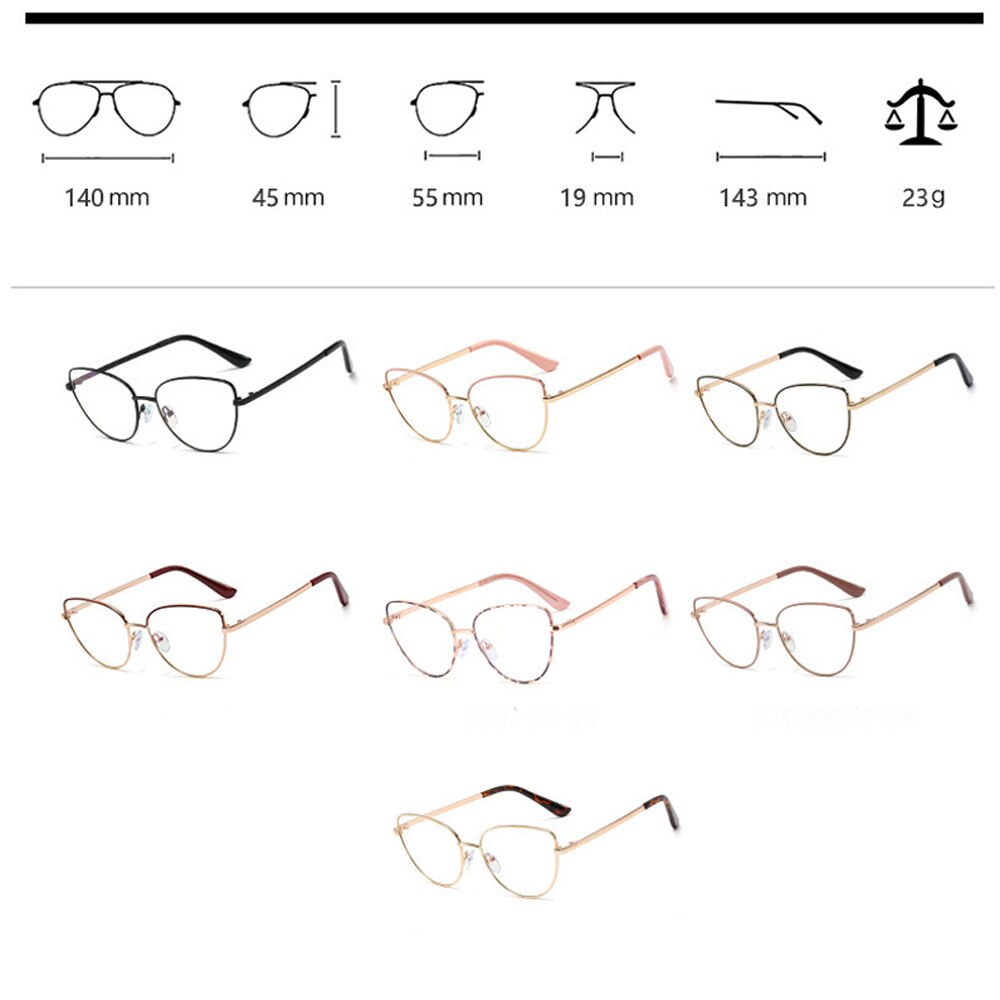 Kachawoo-gafas graduadas para mujer, lentes ópticas de metal, negro, dorado, retro, Ojo de Gato, accesorios para mujer, lente transparente