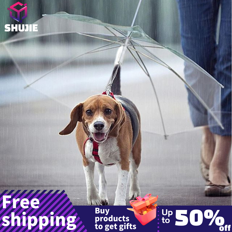 2022 novo guarda-chuva para animais de estimação trela à prova de chuva à prova de neve guarda-chuva para cães pequenos guarda-chuva ajustável