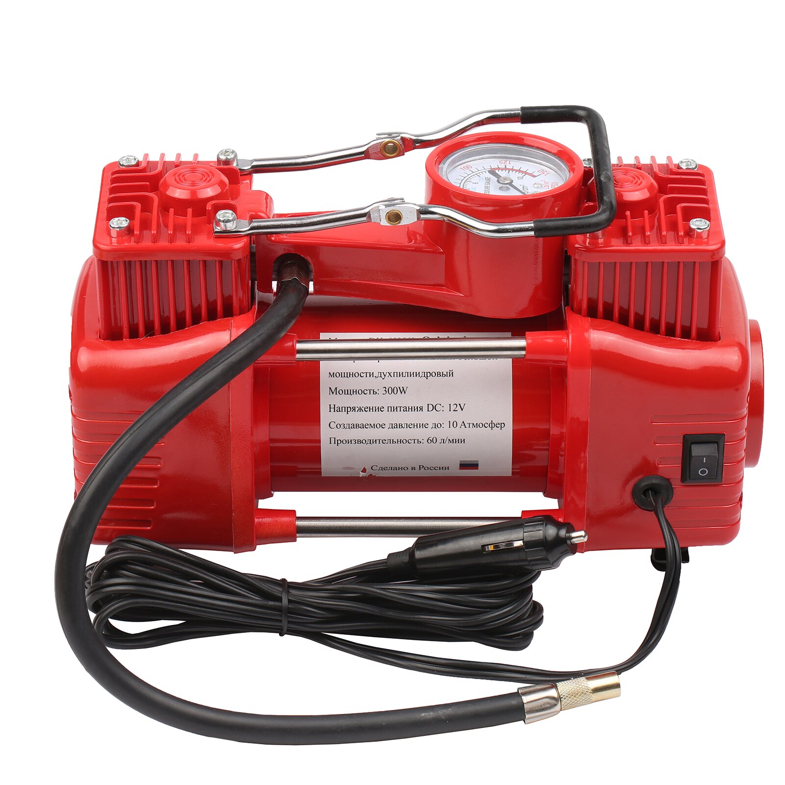 DC12V Dual Cylinder Air Compressor Portable Tire Inflator Emergency Car Air Pump with 3 Nozzles Extended Tube Carrying Case