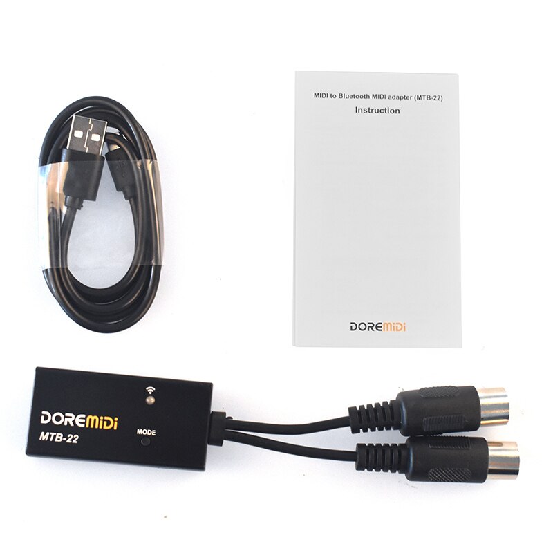 DOREMiDi MIDI To Wireless Bluetooth MIDI Adapter BLE MIDI Cable All MIDI Messages with A Mode Switch Button