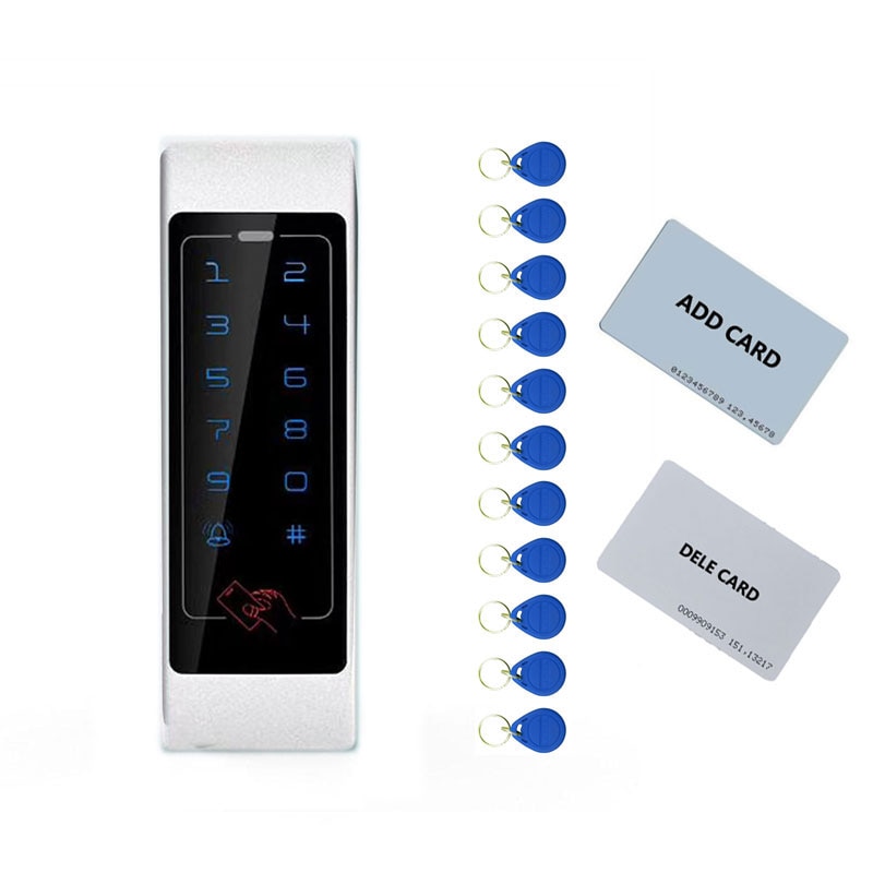 Rfid Metalen Toegangscontrole Systeem Touch Keypad Id 125K Standalone Toegangscontrole 4000 Gebruiker 2 Stuks Moeder Kaart 10 stuks Tag