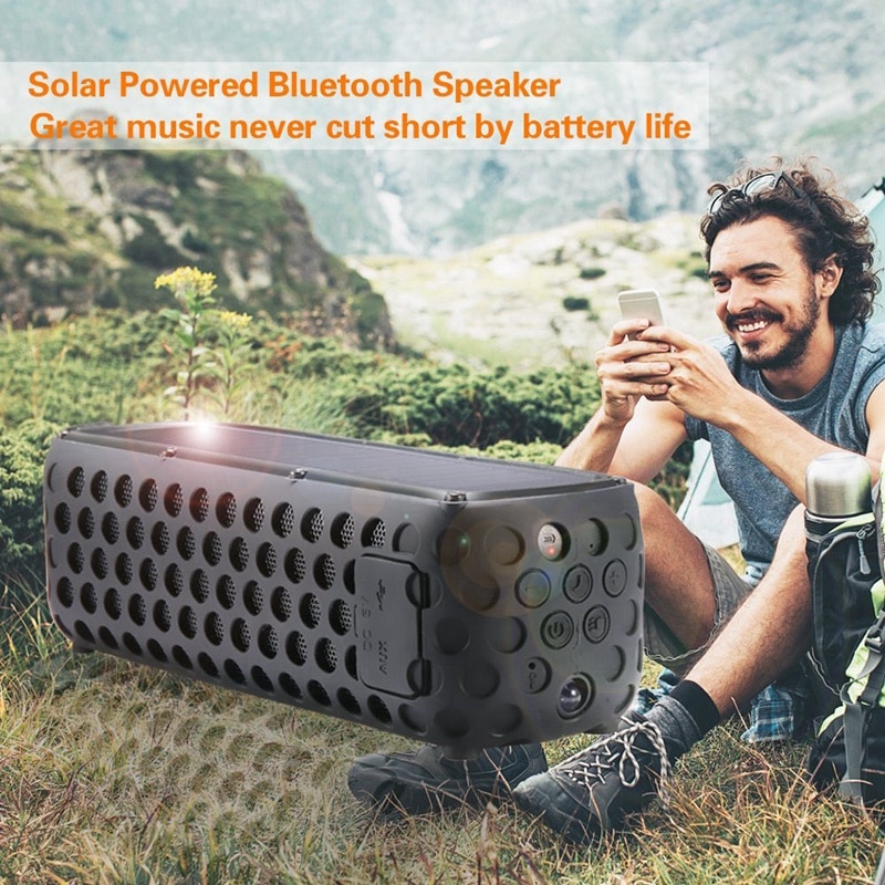 Portable Powerful Column Subwoofer Solar Environmental Protection Mini Speaker Wireless Led Light Outdoor