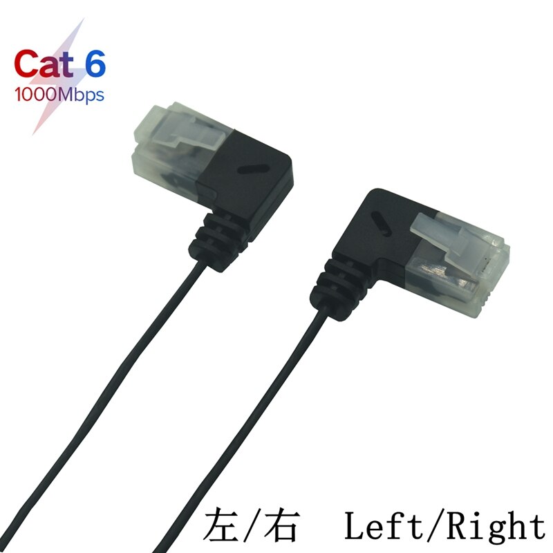 Ultradunne cat 6 ethernetkabel  rj45 links-rechts afgeschuinde utp netwerkkabel patchkabel 90 graden cat 6a lan korte kabel 25cm 1m 2m 3m: 25cm / Uit -034