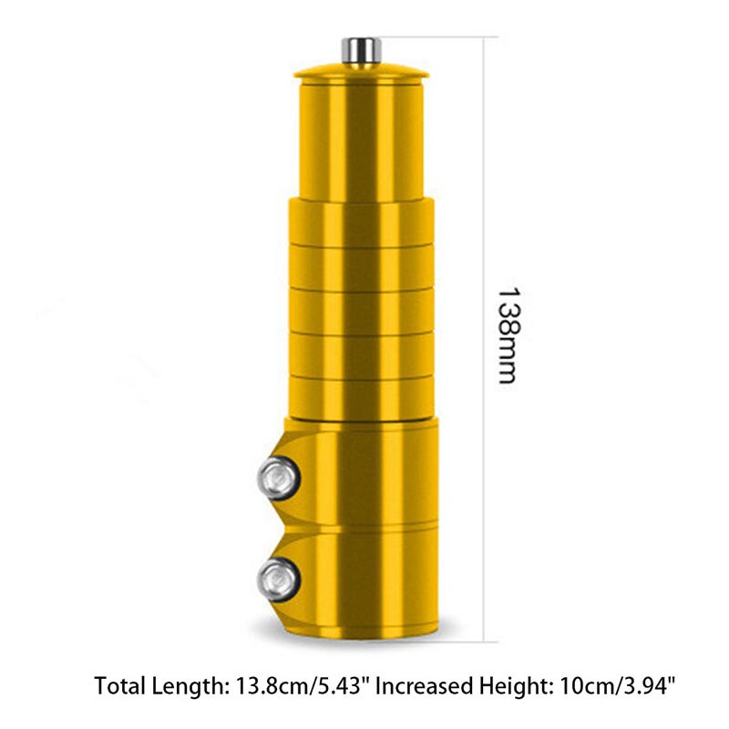 Aluminum Alloy Bike Fork Stem Rise Extender Extension Bike Bicycle Cycling Bike Stem Head Up Raiser Handlebar Riser Adaptor: Gold