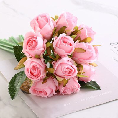 YO CHO Wedding Bouquet Roses Artificial Bridal Bouquets Wedding Accessories Bridesmaids Flowers Mariage Supplies Wedding Bouquet: Deep Pink Bouquet