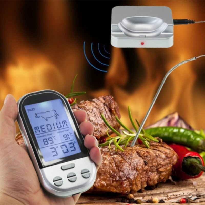 Meat Thermometers Bluetooth LCD Digital Probe Wireless BBQ Grill Kitchen Thermometer Home Cooking Tools with Timer Alarm
