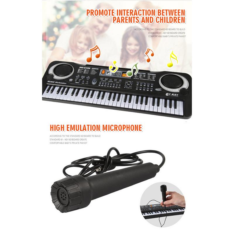 Multifunktionelt elektronisk klaver med mikrofon plastik børn 61 tangenter digital musik elektronisk keyboard til drenge og piger