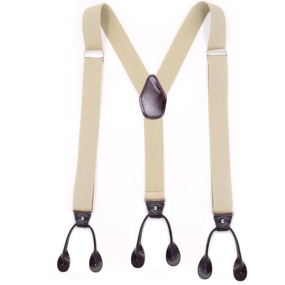 Bretelles Vintage en cuir pour hommes, avec bouton taillé, bout en Y, dos en Y, réglable, élastique, chemise et pantalon, bretelles, pour hommes