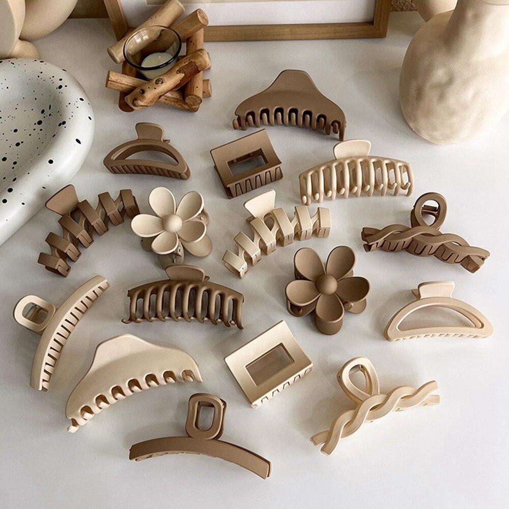 1 Stuk Koreaanse Koffie Zwart Grote Hair Claws Acryl Haarspelden Haarspeldjes Krab Haar Clips Hoofddeksels Voor Vrouwen Meisjes Haar Accessoires
