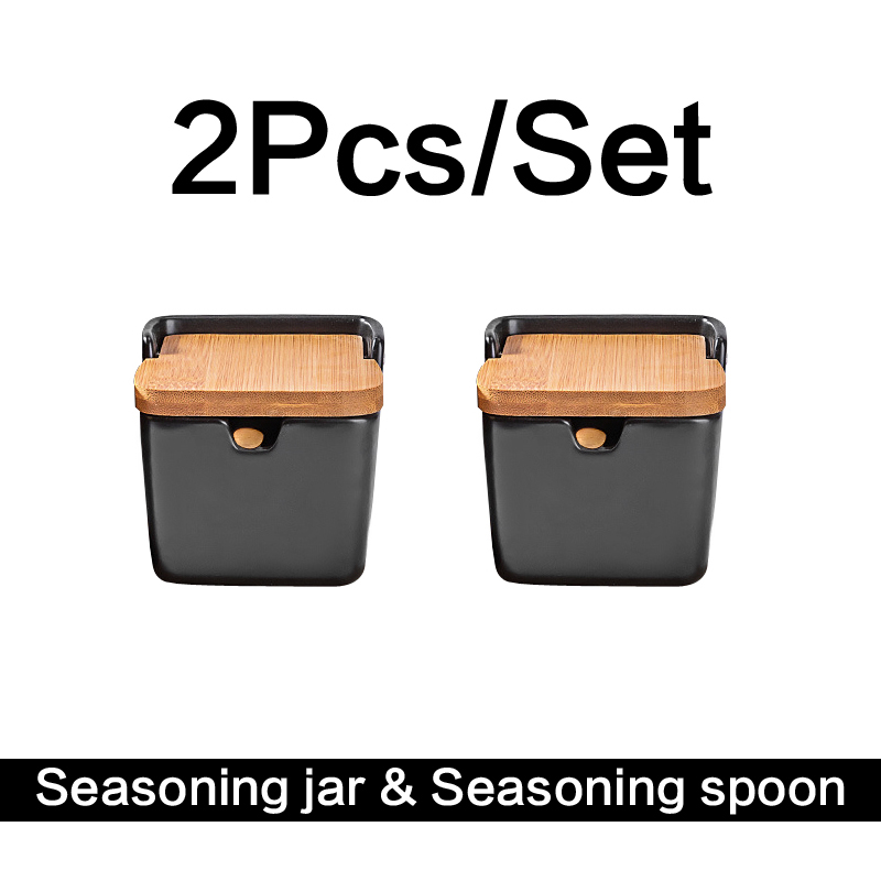 European ceramic flip seasoning jar cruet salt kitchen supplies seasoning box seasoning pot Container Condiment Jars: 2Pcs5