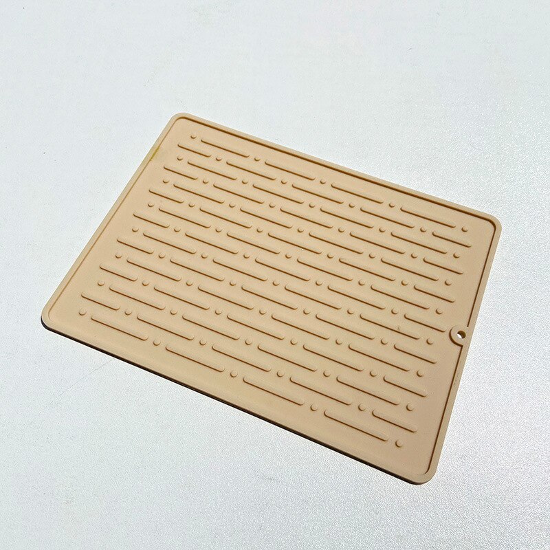 Duurzaam Siliconen Gerechten Protector Sink Mat Tafel Keuken Thuis Anti Slip Drogen Gerechten Afvoer Mat Hittebestendige Aanrecht Mat: apricot / M