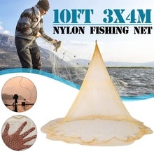 3Mx4M Big Hand Throw Fishing Net Nylon Monofilament Fish Gill Net Easy Throw Hand Casting Easy Throw With Sinker Fishing Tools