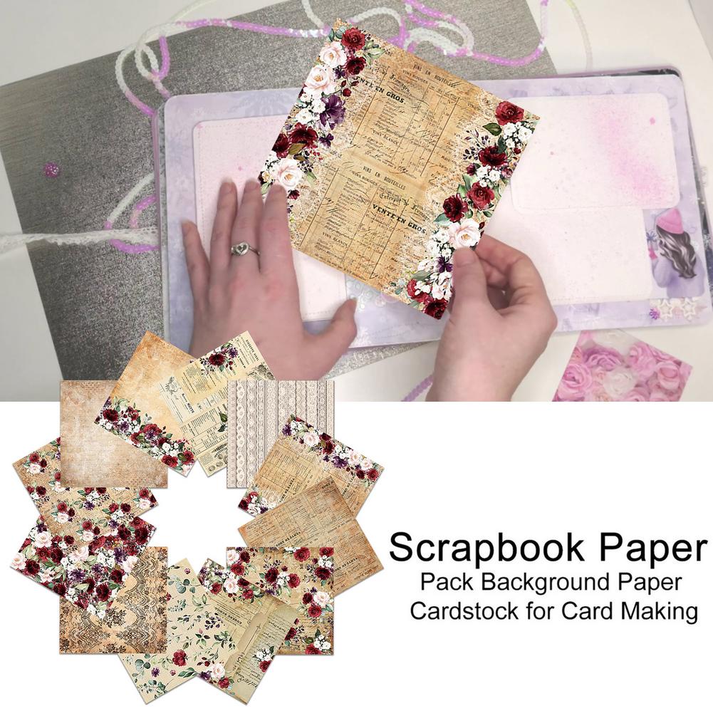 Patterned Paper Pads For Crafts 24pcs Scrapbook Paper Pad Of Old Looking Decorative Paper For Crafts 6.0x6.0in For DIY Scrapboo