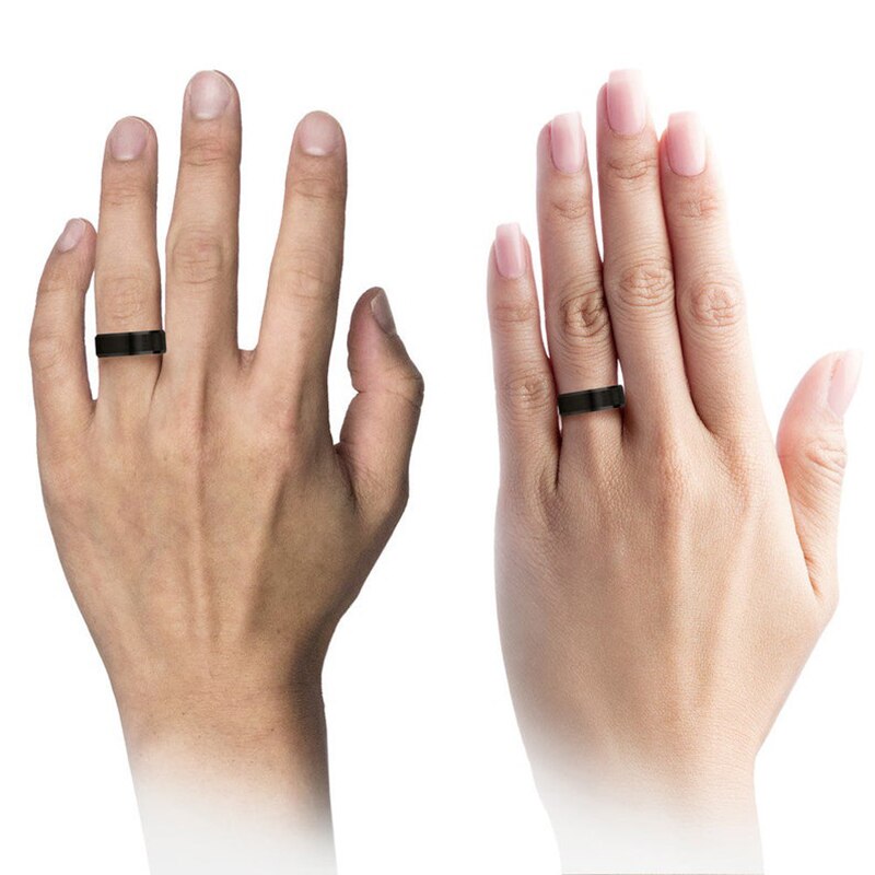 Klassische herren 8mm Schwarz Edelstahl Ringe Gebürstet Oberfläche Hochzeit Band unisex Engagement Schmuck Größe 6-13