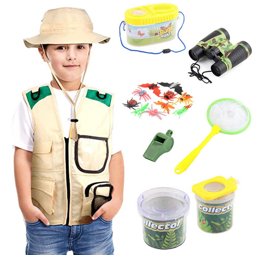 Kids Outdoor Explorer Kit Outdoor Avontuur Camping Speelgoed Voor Kids Cargo Vest Hoed Bug Vangen Kit Avontuur Speelgoed