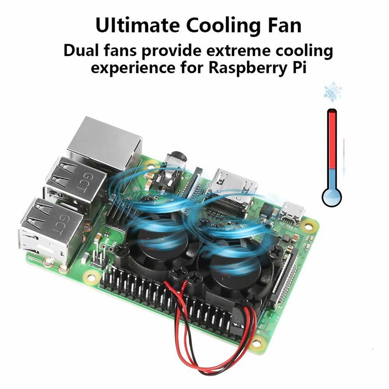 Voor Raspberry Pi 4 Model B Dual Fan Met Koellichaam Ultieme Dubbele Koeling Fans Cooler Voor Raspberry Pi 4B/3B +