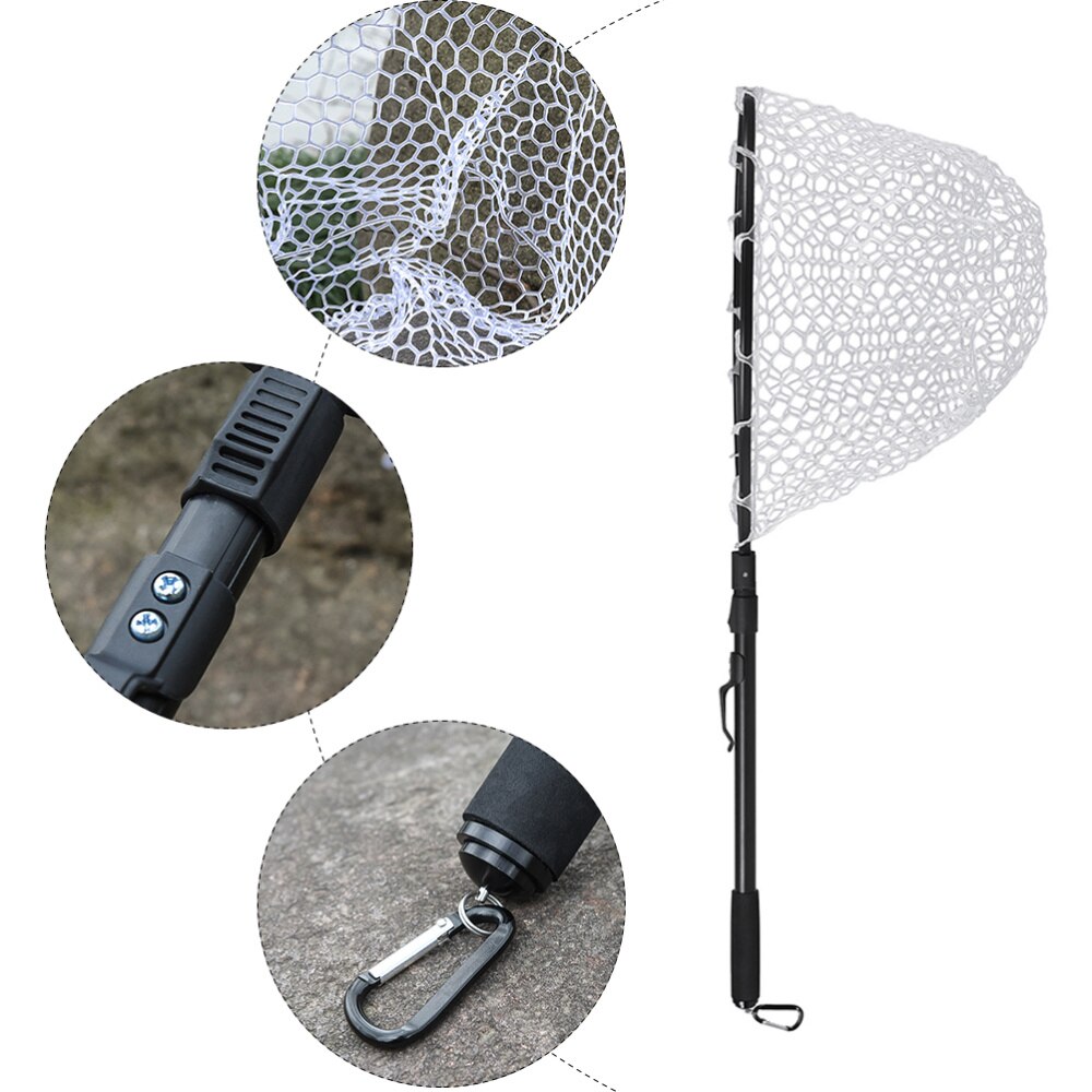 1pc Landing Net Extendable Aluminum Alloy Black Fishing Tool for Fisherman