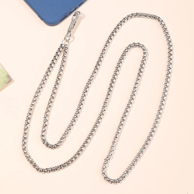 Universellt telefonsnodd metallhalsrem nyckelband för mobiltelefoner anti-borttappningsremmar greppkedja crossbody-tillbehör: Orange