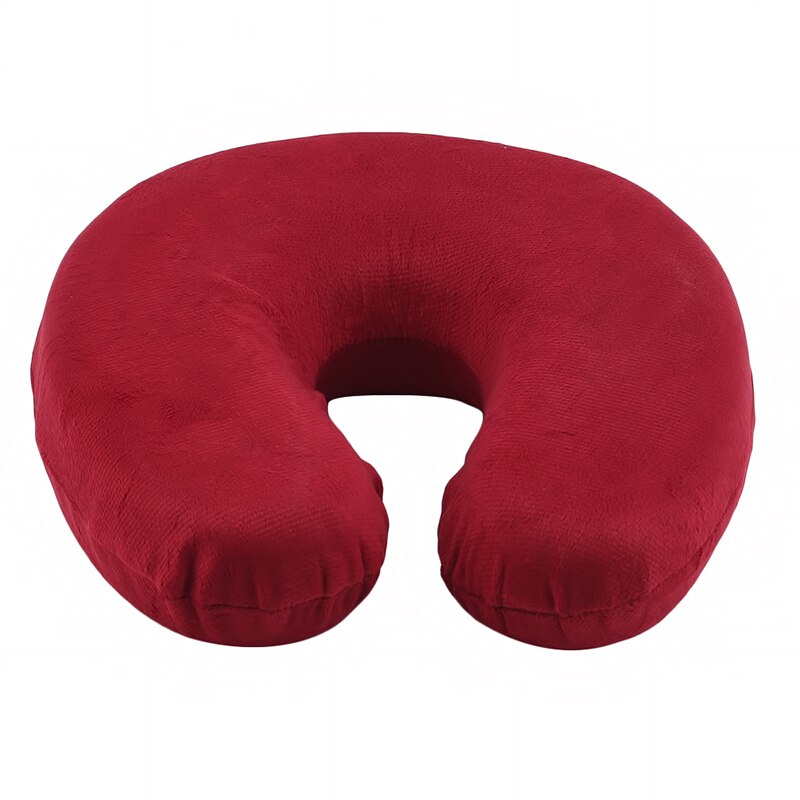 Almohada de cuello para coche, cojín en forma de U, almohada deportiva transpirable para oficina, almohada de viaje para dormir para niños, almohada de soporte para cabeza y cuello para adultos: wine red