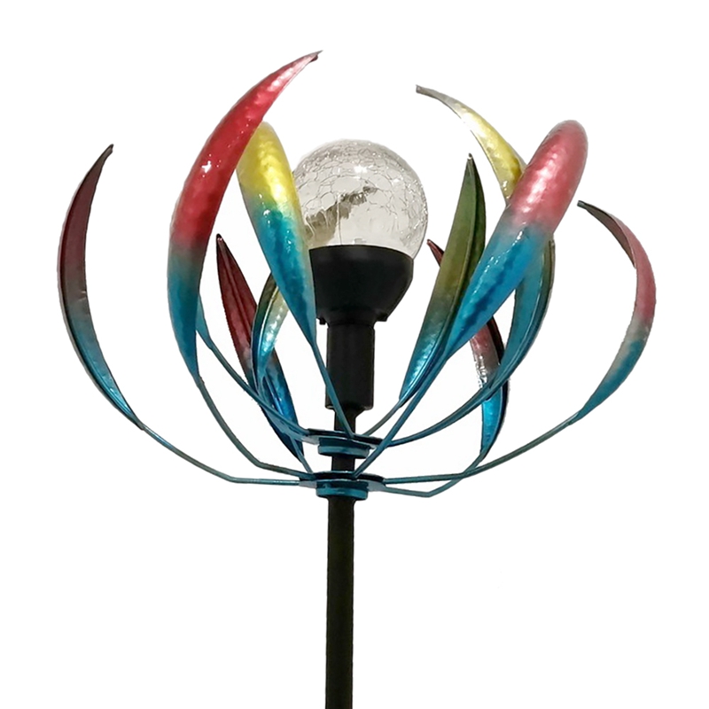 For Outdoor Park Courtyard Garden Grass Lawn Plug-in LED Light Solar Windmill Lawn Garden Decoration Wind Turntable E
