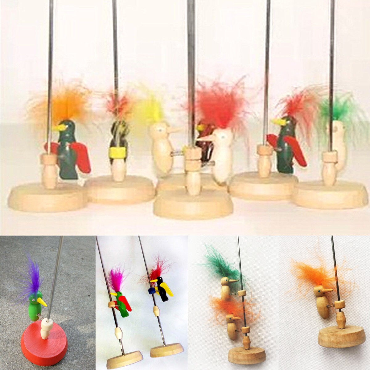 Houten visitekaartjeshouder in de vorm van een specht, handgemaakt voor thuis en op kantoor