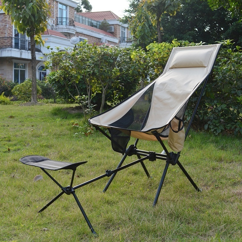 Ultralight Outdoor Folding Camping Chair 150KG Load Aluminiu Alloy Moon Chair For Fishing Picnic BBQ Beach Garden Yard Chair