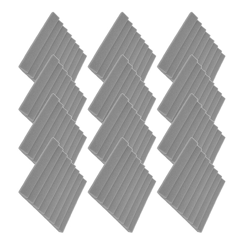 12 Pcs Acoustic Acoustic Absorption Panels 8 Triple-Cornered Grooves Acoustic Foam Sound Proof Material