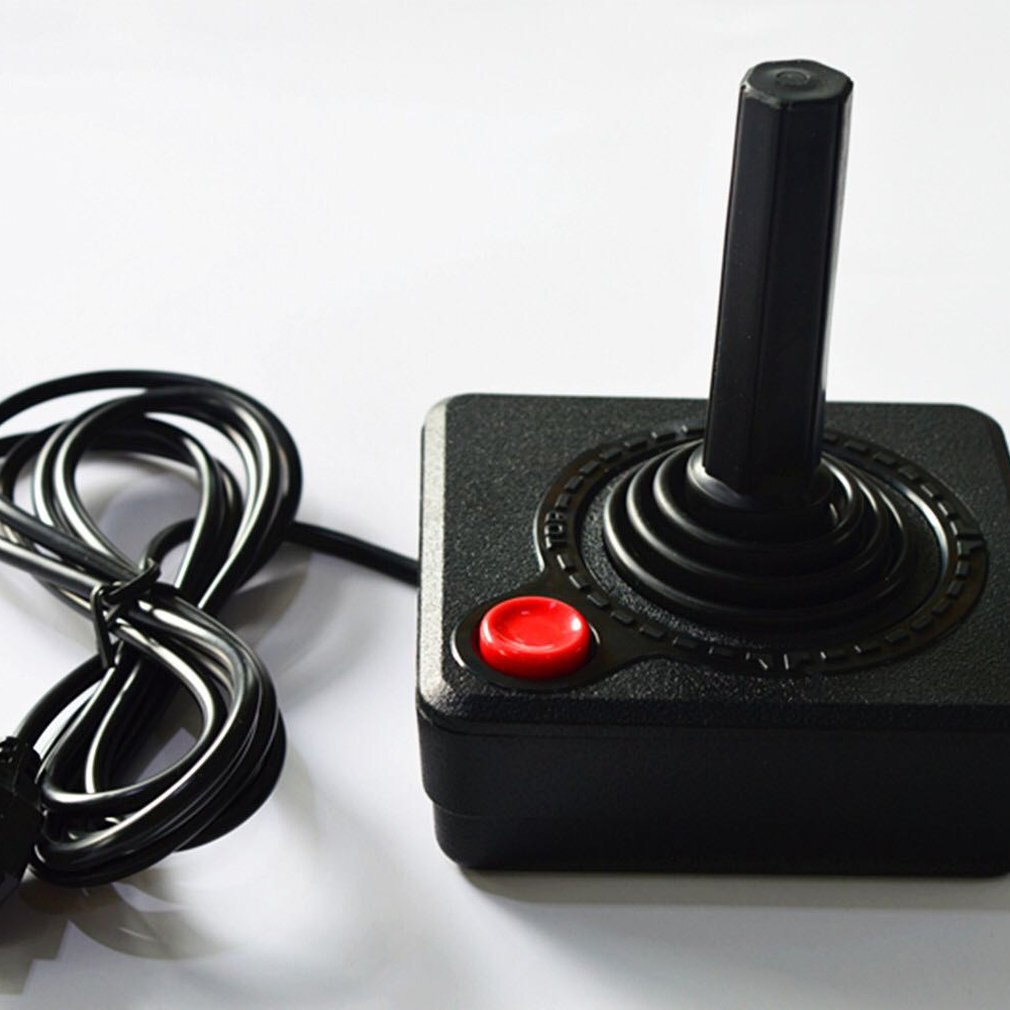 Atualizado 1.5m gaming joystick controlador para atari 2600 jogo rocker com alavanca de 4 vias e único botão de ação retro gamepad