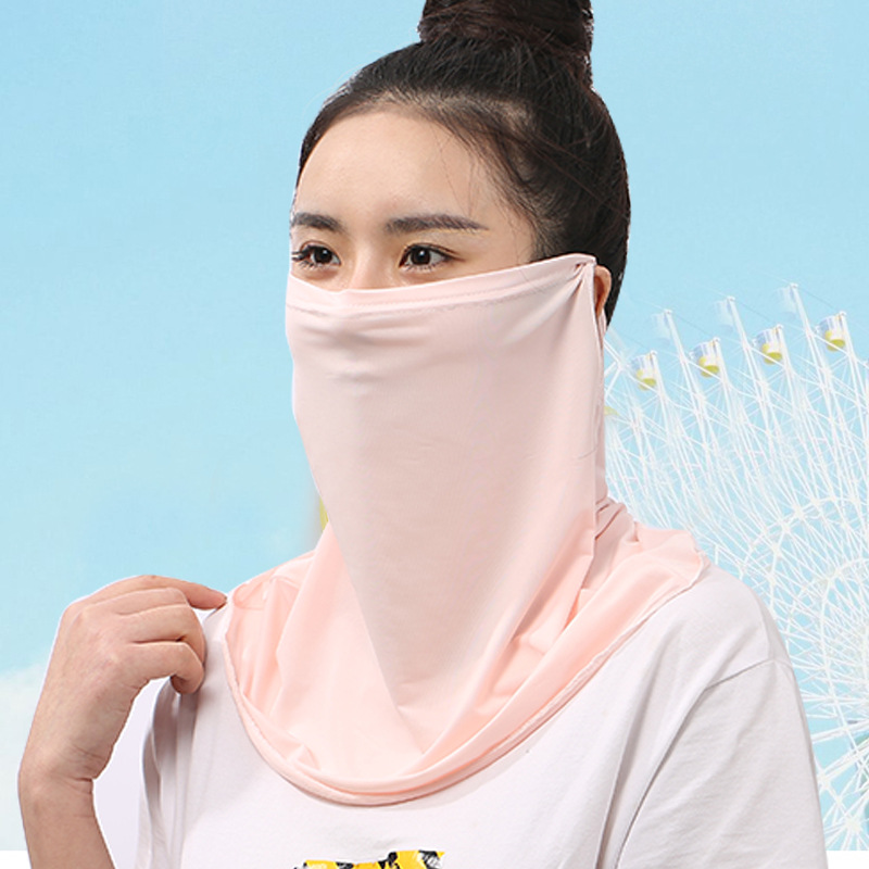 Sommer halv ansigtsmaske åndbar is silke cykling kvinder solcreme lang hals hel ansigtsmaske uv beskyttelse udendørs sports maske