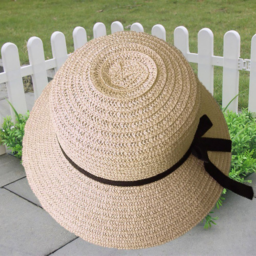 20# floppy vikbar dam dam strå strand solhatt sommar beige bred brättad keps viseras de mujer pare